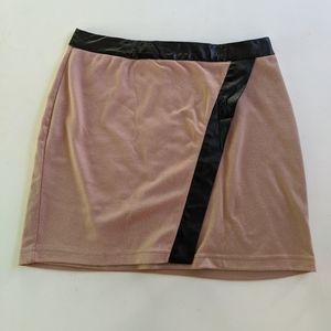 ASOS mauve mini skirt with black vegan leather